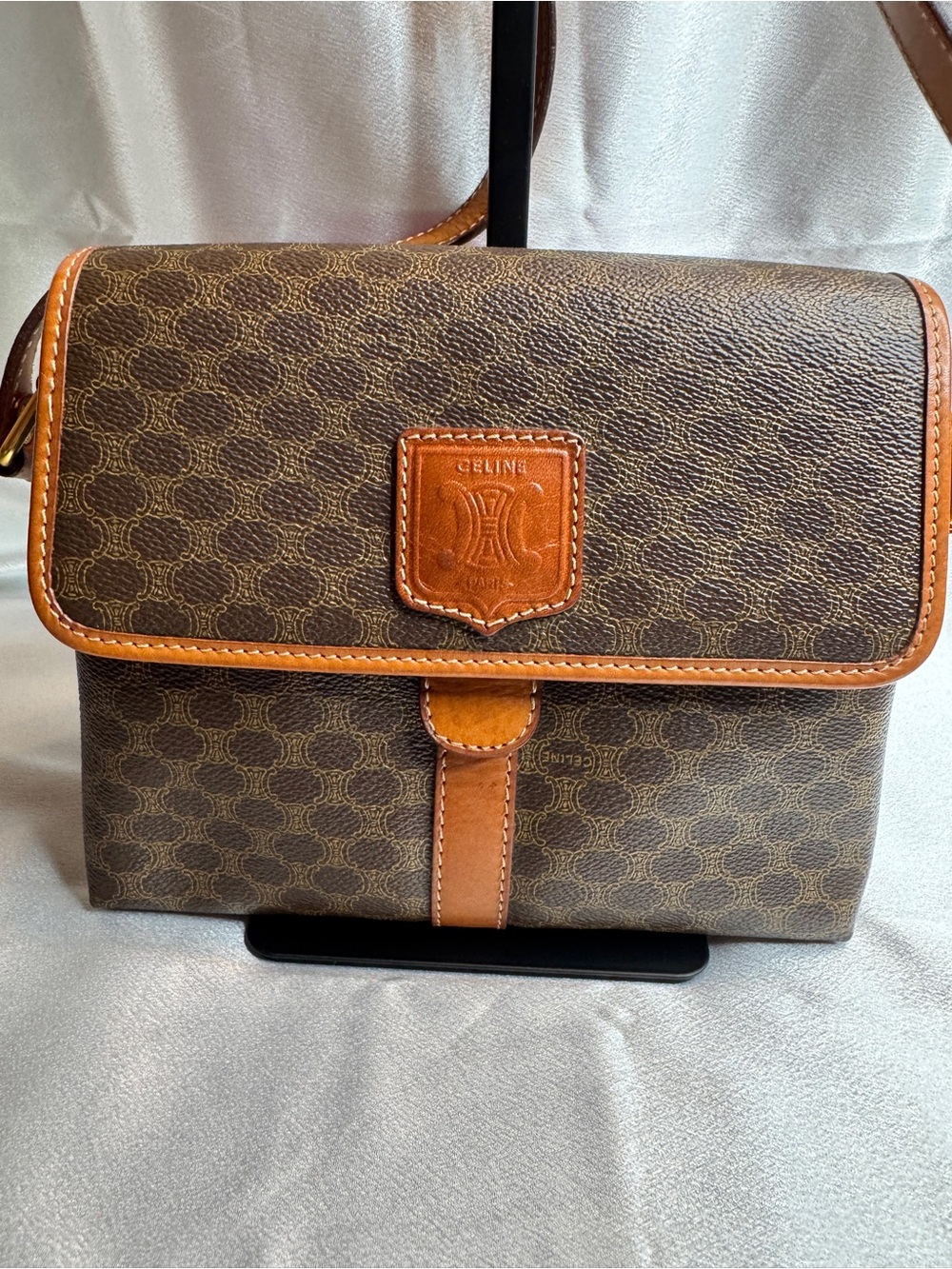 Celine Macadam Brown & Tan Signature Shoulder Bag M10